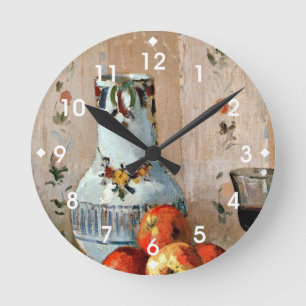Horloge Ronde Pissarro : Vie morte avec pommes et Pitcher