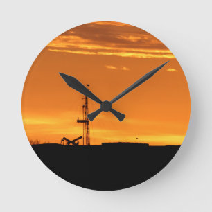 Horloge Ronde Piste de travail au coucher du soleil