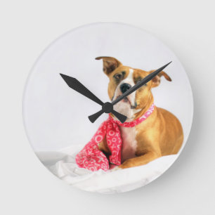 Horloge Ronde Pit Bull Puppy Love in Pink XOXO