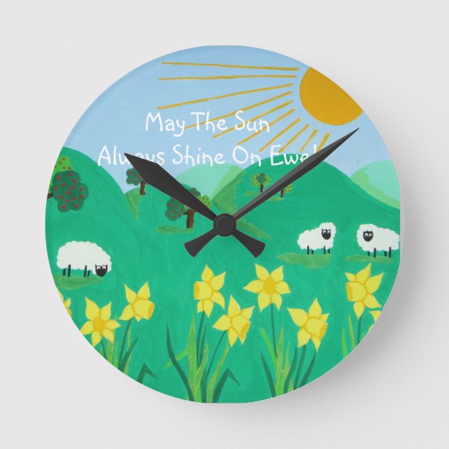 Horloge Ronde pittoresque illustration amusante de mouton mignon (Recto)