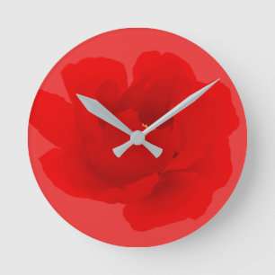 Horloge Ronde Pivoine florale de rouge cramoisi d'aquarelle