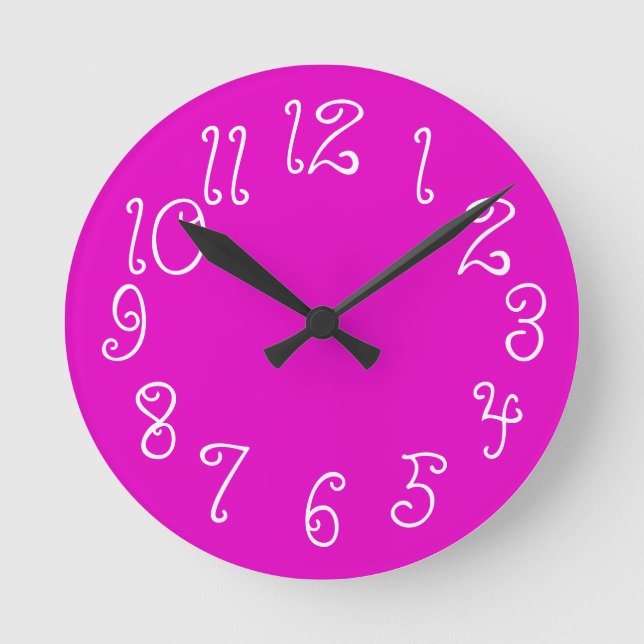 Horloge Ronde PixDezines do-it-yourself couleur/police/rose chau (Recto)