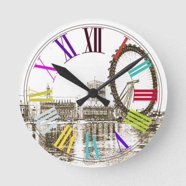 Horloge Ronde PixDezines londres oeil/do-it-yourself couleur arr (Recto)