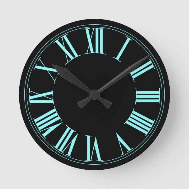 Horloge Ronde PixDezines Neon Roman Numeros/do-it-yourself coule (Recto)