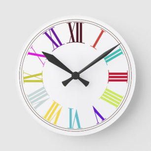 Horloge Ronde PixDezines Roman Numeros/DIY background color