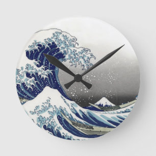 Horloge Ronde PixDezines Vintage, Grande Vague, Hokusai 葛飾北斎の神奈川