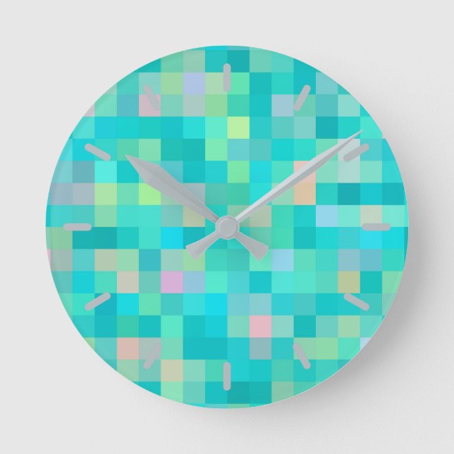 Horloge Ronde Pixel Art Multicolor Motif (Recto)