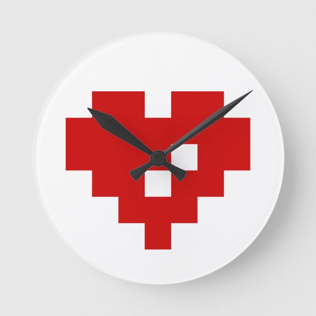Horloge Ronde Pixel Heart 8 Bit Love (Recto)