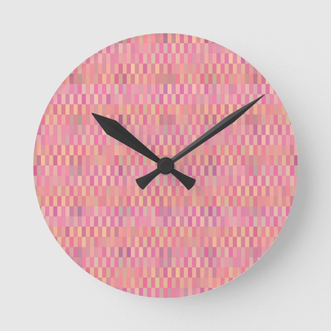 Horloge Ronde Pixels roses (Recto)