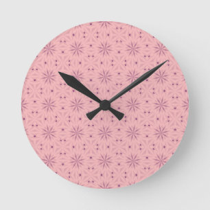 Horloge Ronde Pixels roses tendre