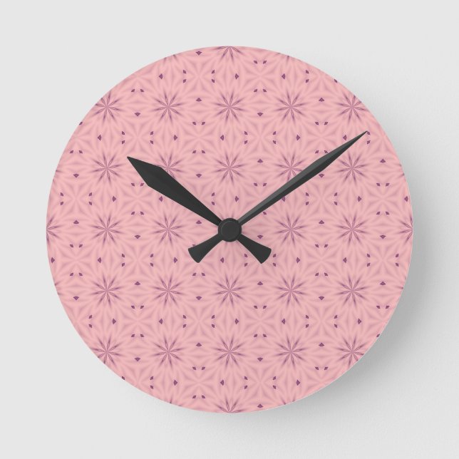 Horloge Ronde Pixels roses tendre (Recto)