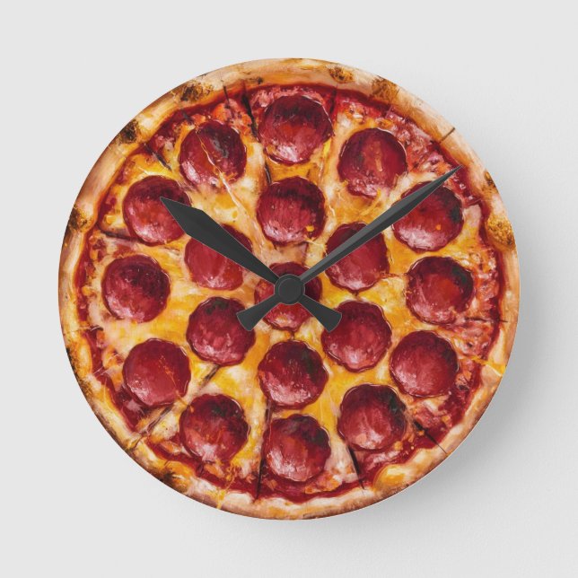 Horloge Ronde Pizza au Pepperoni (Recto)