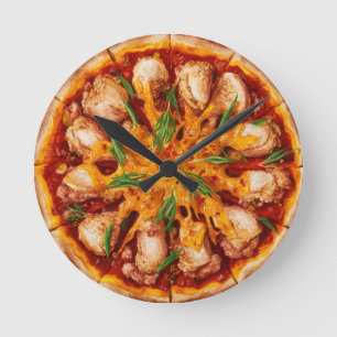 Horloge Ronde Pizza de poulet au buffle