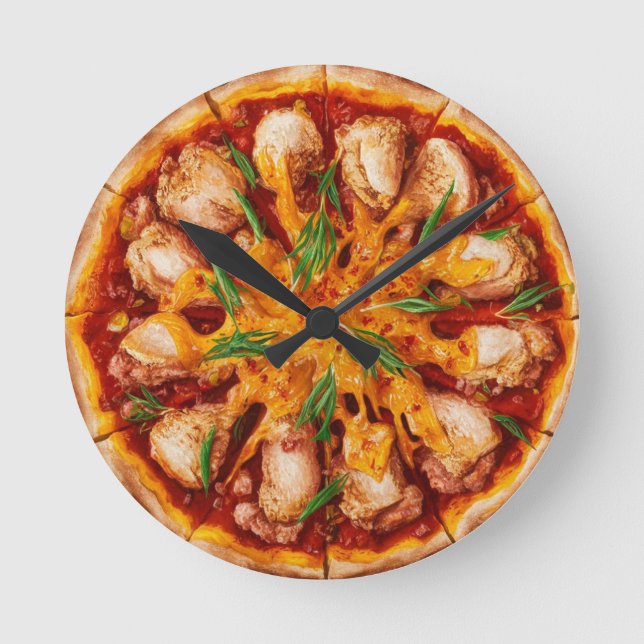 Horloge Ronde Pizza de poulet au buffle (Recto)