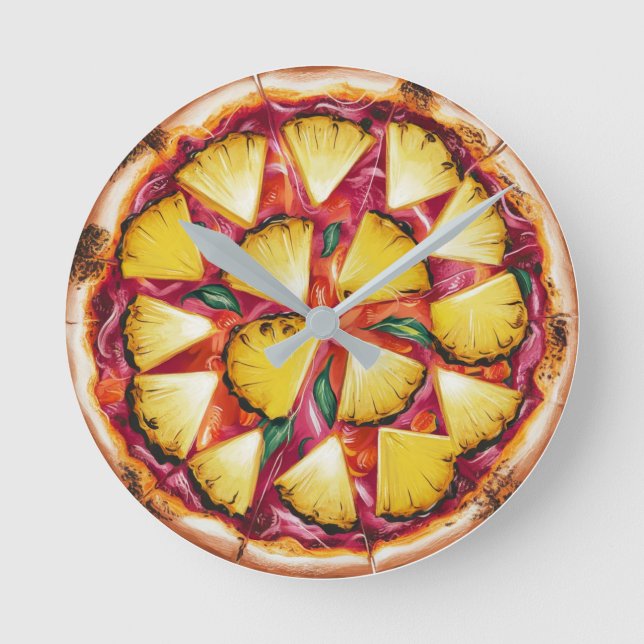 Horloge Ronde Pizza Hawaïen (Recto)