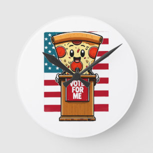 Horloge Ronde pizza patriotique votez pour moi