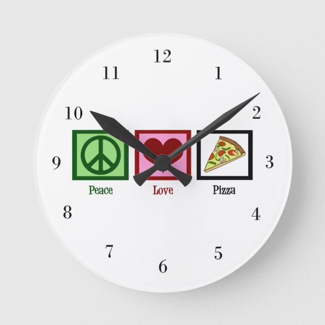 Horloge Ronde Pizza Peace Love (Recto)
