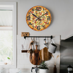 Horloge Ronde Pizza Tranchée