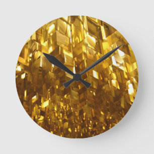 Horloge Ronde Plafond Or Art Abstrait