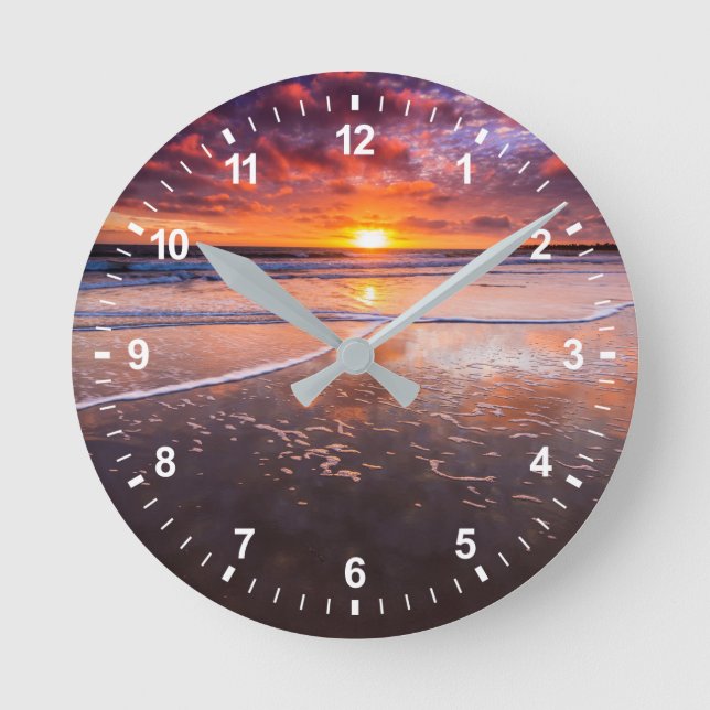 Horloge Ronde Plage D'État De Ventura Au Coucher Du Soleil (Recto)
