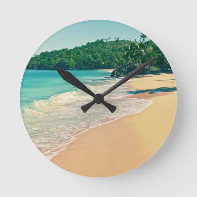 Horloge Ronde Plage paisible de l'île tropicale (Recto)