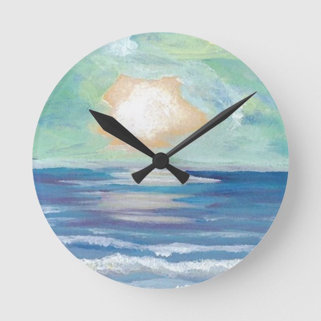 Horloge Ronde Plage Sunset Océan Surf de mer Soleil Cadeaux (Recto)