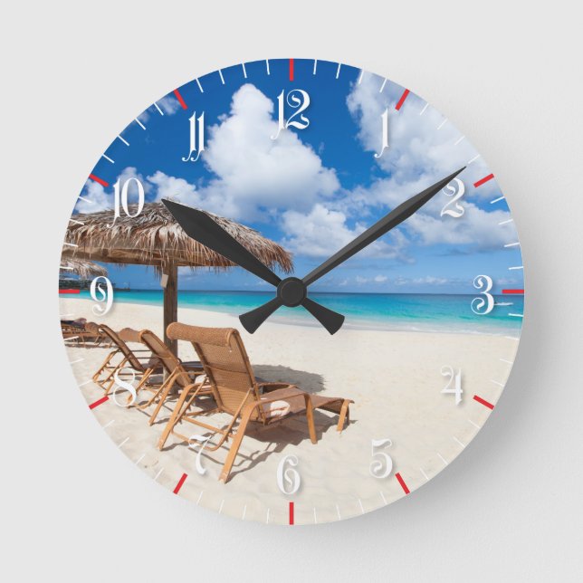 Horloge Ronde Plage tropicale (Recto)