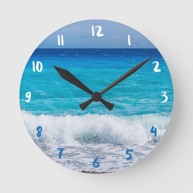 Horloge Ronde Plage tropicale Eau Turquoise Mer bleue (Recto)