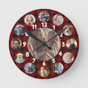 Horloge Ronde Plaid des images   d'Instagram du collage 13 de