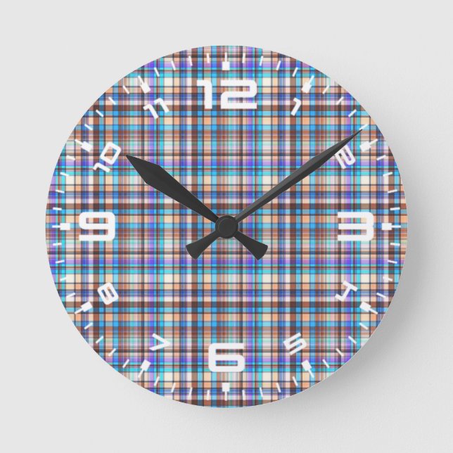 Horloge Ronde Plaid Fabric Checkered Print Pattern-57688 (Recto)