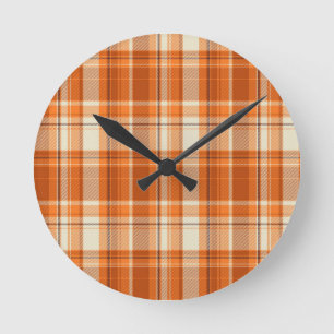 Horloge Ronde Plaid orange