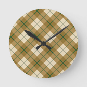 Horloge Ronde Plaid polarisé en or avec la rayure verte