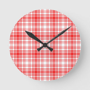 Horloge Ronde Plaid rouge