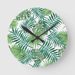 Horloge Ronde Plant Tropical Botanical Palm Leaf