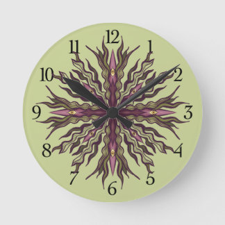 Horloge Ronde Plante à œil psychédélique - Mandala botanique sur
