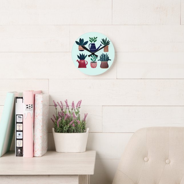 Horloge Ronde Plante heureux (Salle de lecture)