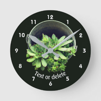 Horloge Ronde Plantes grasses personnalisées Poules et poussins