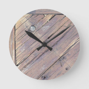Horloge Ronde Plaque texturée en bois patiné