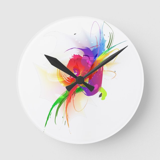 Horloge Ronde Plaques de peinture Abstraites Rainbow Lorikeet (Recto)