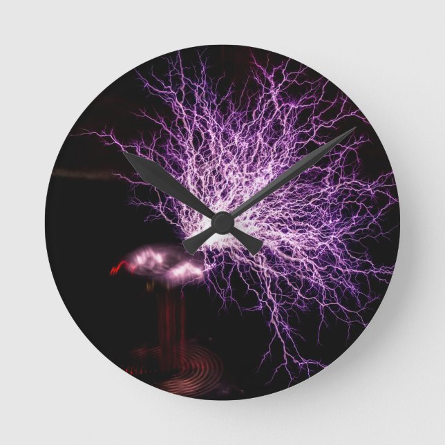 Horloge Ronde Plasma de bobine de Tesla (Recto)