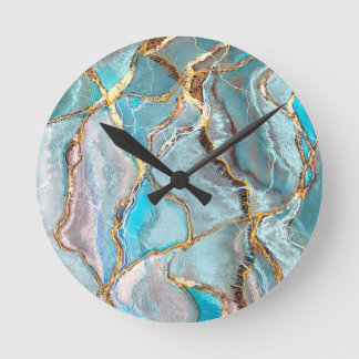 Horloge Ronde Plateau acrylique Turquoise Turquoise Geode Kintsu