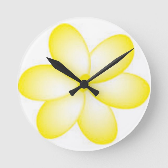 Horloge Ronde Plumeria Jaune - Design Art Wall Clock (Recto)