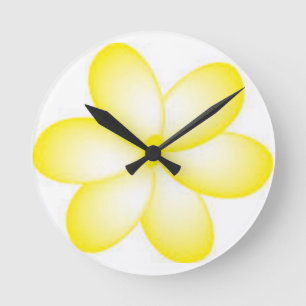 Horloge Ronde Plumeria Jaune - Design Art Wall Clock