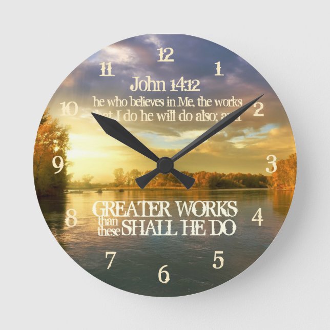 Horloge Ronde Plus d'oeuvres que celles-ci Il Fera Jean 14:12 (Recto)