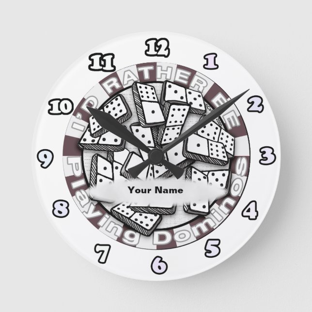 Horloge Ronde Plutôt Jouer Dominos (Recto)