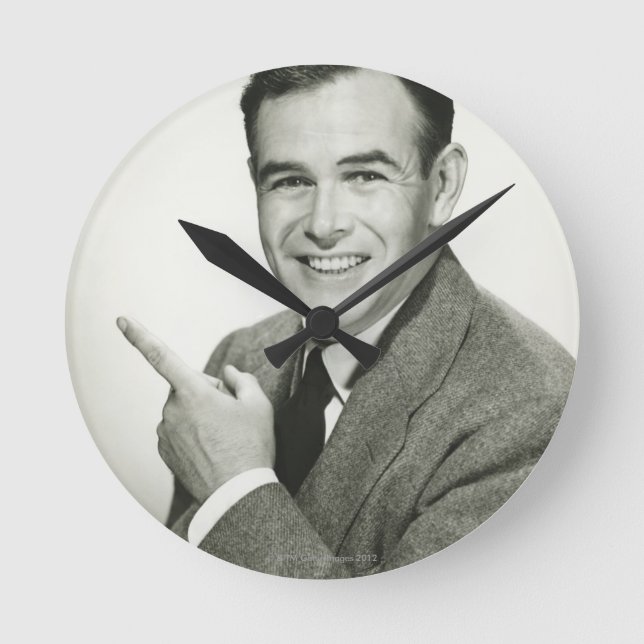 Horloge Ronde Pointing homme d'affaires (Recto)