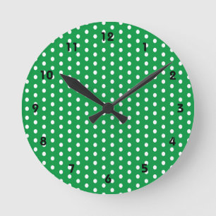 Horloge Ronde Points blancs pois Kelly Green