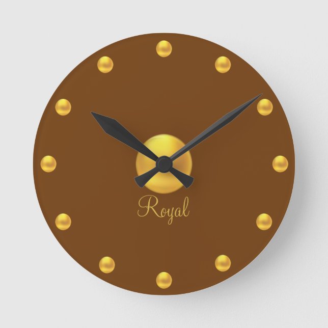 Horloge Ronde Points Dorés Royaux Élégants (Recto)