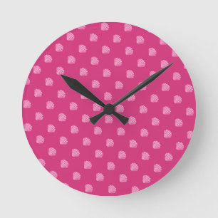 Horloge Ronde Points roses-Coquillages-