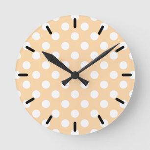 Horloge Ronde Pois blancs sur beige